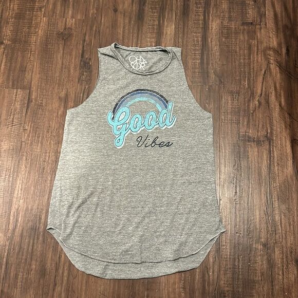 Chaser “Good Vibes” Gray Tank Top, Size Large - Picture 7 of 9